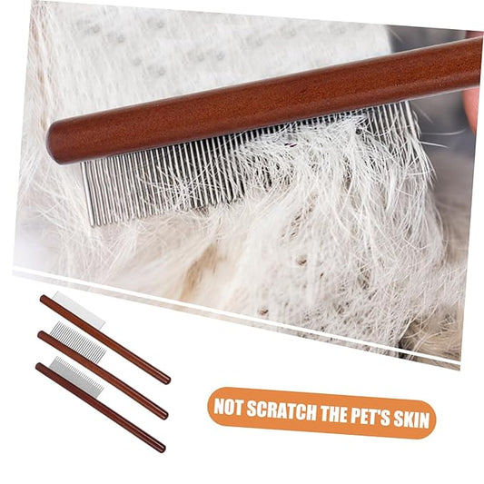 Garneck 3pcs Pet Grooming Comb Handle Comb for Cats Dematting Tool for Fur Types Portable Easy to Use Pet Supply