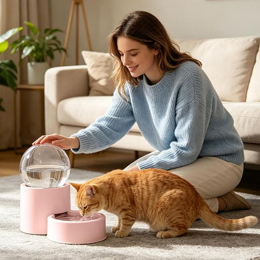 Automatic Pet Feeder - Large Capacity Dog Food, Water Dispenser Bowl Feeding System Reliable Continuous Supply Design for Controlled Portion Support for Puppies and Small to Medium