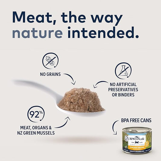 ZIWI Peak Wet Cat Food – All Natural, High Protein, Grain Free, Limited Ingredient, with Superfoods (Chicken, Case of 24, 3oz Cans)