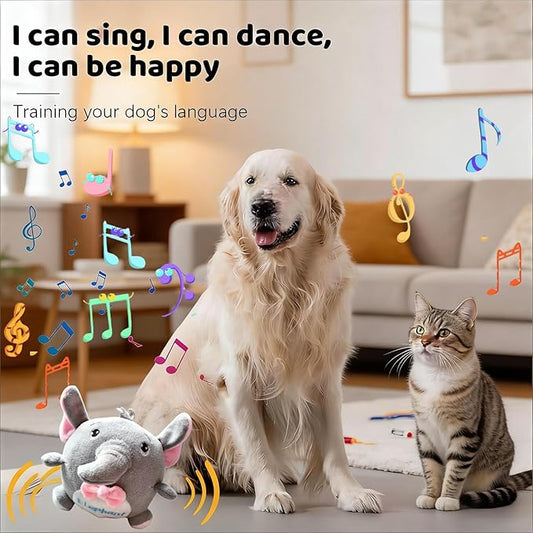 Interactive Dog Toys,Active Moving Pet Plush Toy with Recording and Music Modes,Jumping Squeaky Song shaking Interactive Dog Ball,Rechargeable Dog Toys to Keep Them Busy,Animal Plush Pet Toy(Elephant)