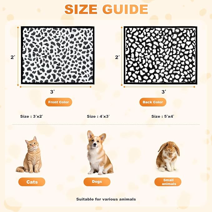 3x2 Feet Cat Bed Mats, Stain-Resistant, Washable and Easy to Clean, Reversible for Double-Sided Use, Convenient Design, Suitable for Both Outdoor and Indoor