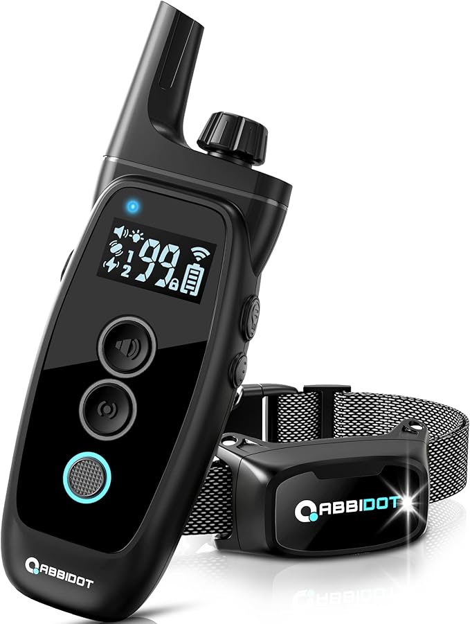 ABBIDOT Dog Shock Collar - 3500FT Dog Training Collar with Remote,IPX7 Waterproof & 4 Training Modes, Safety Lock & Night Vision Light,Rechargeable E-Collar for All Breeds