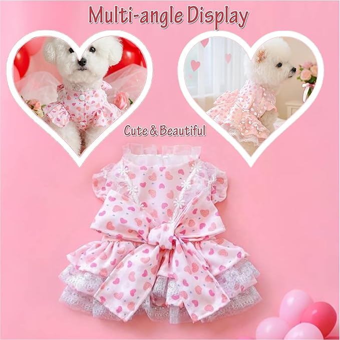 Small Dog Dress | Cute Adjustable Pet Supplies | Kitten Summer Clothes Dog Set - for All Breeds Daily Use Outdoor Walk Photo Shoot Summer
