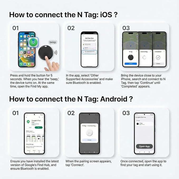 Air Tracker Tags-1 Pack, Bluetooth Tracker with Sound, Compatible with Google’s Find Hub (Android) and Apple Find My (iOS), for Keys, Wallets, Luggage, Pets, No Subscription (Black)