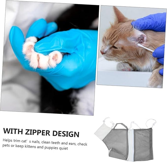 Cat Bath Net Bag Adjustable Cat Grooming and Washing Pouch for Stress Bathing Material Easy Drainage and Quick Drying