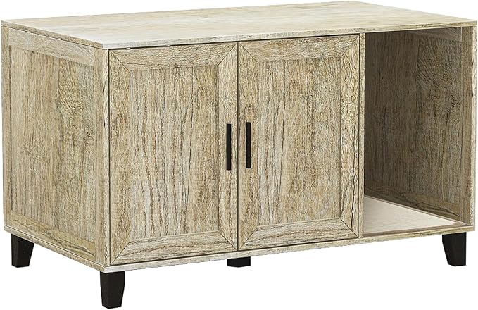 TaoHFE Hidden Cat Litter Box Enclosure Furniture with Cats Scratch Pad Farmhouse Enclosed Cat Litter Boxes Cabinet Furniture with Doors Wooden Indoor Cats Box House,Oak