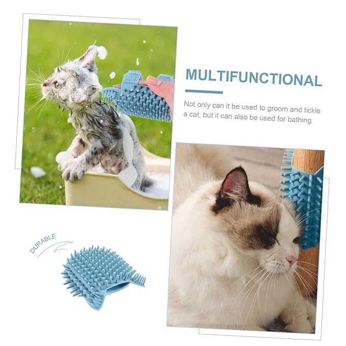 BESTonZON Silicone Cat Grooming Wall Brush Self-Massager Tool for Cats Dual Use Wet/Dry PET Massage Brush for Fur Removal and Itching Relief
