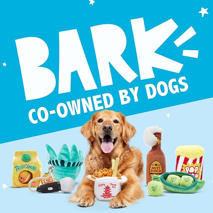 Barkbox Dog Toy 2 in 1 Interactive, Plush Exterior with Squeaker & Crinkle Material, Tearable Dog Toy with Squeaky Spikey Ball Inside, Ideal for Toy Destroyers - Go Bananas, Small