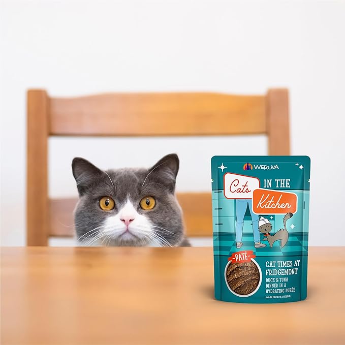 Weruva Cats in The Kitchen Slide N' Serve Grain-Free Natural Wet Pate Cat Food Pouches, Meowiss Bueller, 3oz Pouch (Pack of 12)