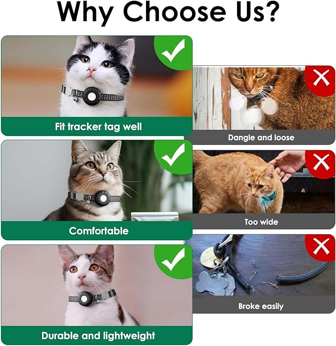 Cat Tracker, Lightweight Pet Tracker for Cats, Cat GPS Tracker Compatible with Apple Find My App(Only iOS), Real-Time Tracking, Precise Positioning, No Monthly Fee, Smart Alerts, Waterproof