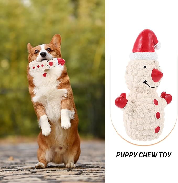 Outanaya Christmas Latex Squeaky Dog Snowman and Santa Interactive Chew for Outdoor Play Training Puppy Pet Supplies