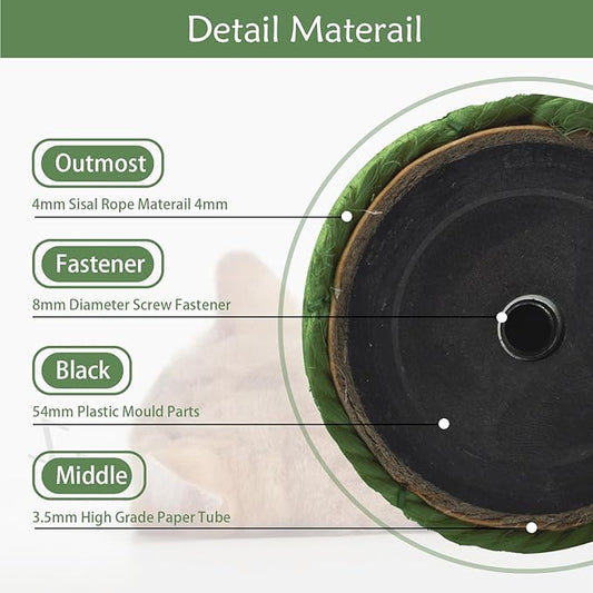 4 Pcs Cat Scratching Posts Replacement,15.7"x3.1''Natural Sisal Cat Tree Post Replace Parts for Indoor Cats Tower Repair Scratch Refill Poles with M8 Screws for Kitten Spare Furniture Accessories