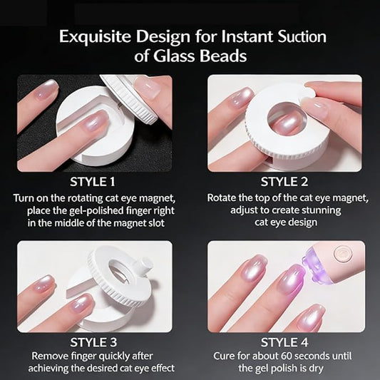 2026 New Rotating Cat Eye Magnet, Automatic Magnetic Nail Art Tool with 360° Rotation for Professional Glossy Cat Eye Effect, Beginner Friendly Nail Tool for 3D Wide Cat Eye Design (2*Pink)