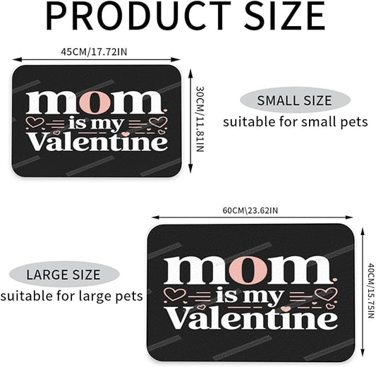 Dog Food Mat for Floors Absorbent Quick Drying Happy Mother's Day Floral Gift for Mom Ie Pet Cat Food Mat Easy-to-Clean Pet Feeding Mats Dog Bowl Mats 24x16In