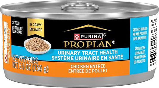 Purina Pro Plan Urinary Tract Health Chicken Entree in Gravy Cat Food - 5.5 oz. Cans,(Pack of 48)