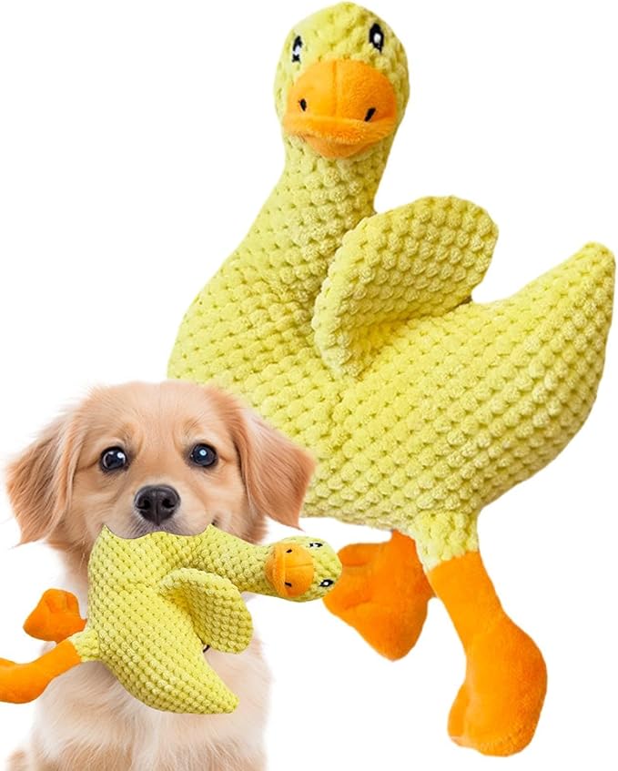 Dog Toys - Squeaky Duck Interactive Chew Toy, Durable Plush Pet Supply for Aggressive Chewers, Teeth Cleaning Play Object | Home Training, Daily Exercise, Outdoor Walks & Travel Companion