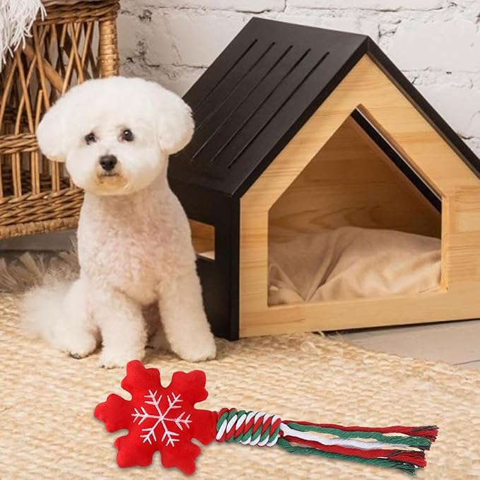 Dog Rope Toy Christmas Dog Toy Lightweight Pet Supplies for Aggressive ers Dog Toy for Playing Training Xmas Gifts, Snowflakes