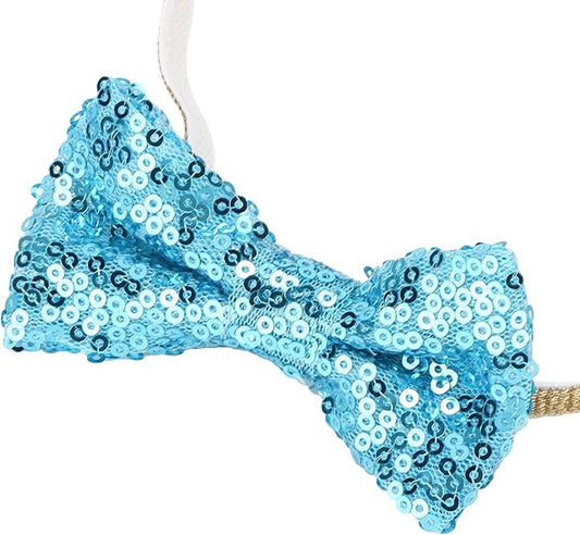 Dog Birthday Hat and Bow Tie Set, Adjustable Soft Pet Party Supplies, Cute Birthday Decorations with Banner for Small Medium Dogs, Washable Polyester Cotton Fabric (Blue)