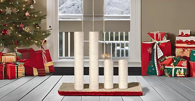 Barelove Cat Scratching Post Replacement, 4 Pieces Cat Scratcher Cat Tree Replacement Parts, 15.4'' x 2.67" Dia + 7.87“ x 2.67" DiaNatural Sisal Rope Cat Scratch Posts Include M8 Screws
