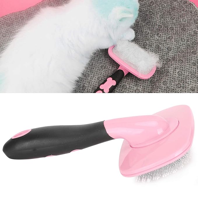 Pet Hair Comb, Cat Dog Removal Tool Brush Massage Comb, The Slicker Brush Easily Grooming Undercoat Without Scratching Skin, Ideal for Long and Short Hair, Boosts Shine and (With a)