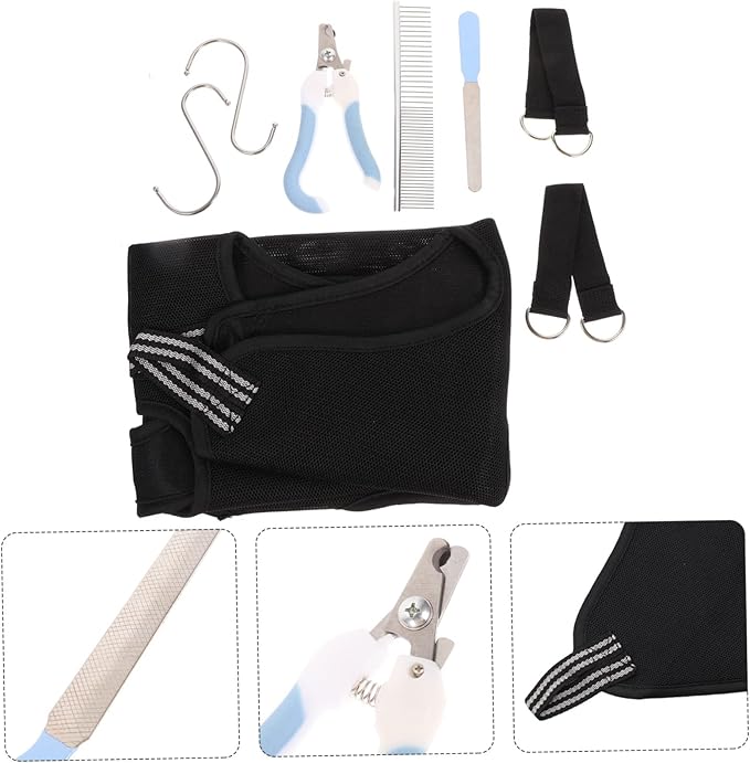 PET Grooming Hammock Set for Cats Dogs Adjustable Nail Clipper Grooming Comb and Nail File Random Color Accessories for Small to Medium Pets