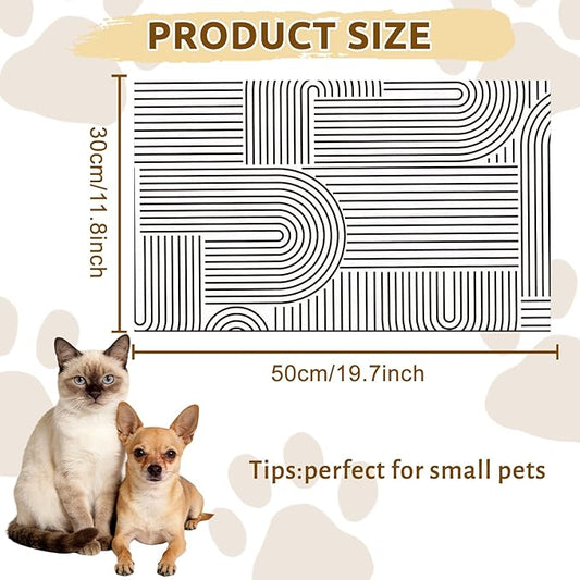 GLOBLELAND Bohemian Minimalism Pet Food Mat for Floors 11.8×20 inch Dogs Food Mats Absorbent Dog Bowl Mat Quick Dry Dog Cat Pet Placemats Pets Supplies for Water Dispenser