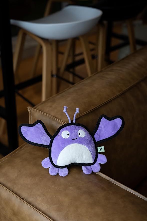 Dog Toy, Squeaky Plush Dog Toy, Rough & Tough Interactive Pet Toy, Recycled Fabric and Double Stitched (Crab)