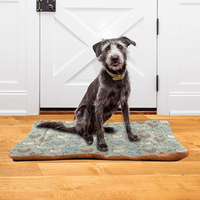 Dog Bed for Crate Washable Pet Sleep Pad, Country Style Kennel Mat with Non-Slip Bottom, Soft Fluffy Supplies Pet for Dogs and Cats (24x18 inch)