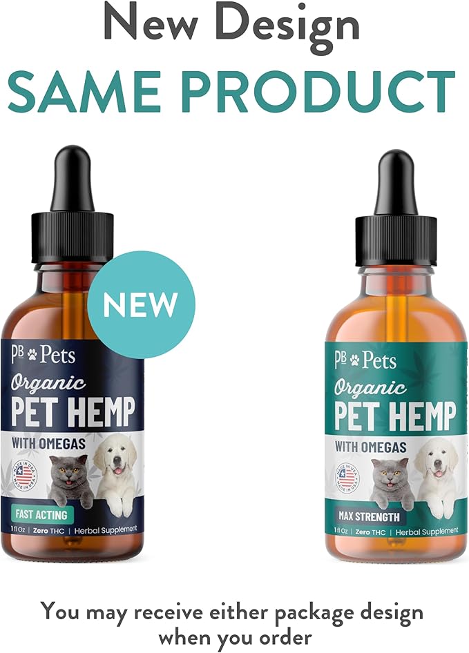 Organic Hemp Oil for Dogs and Cats - Liquid Supplement for Calming, Hip & Joint Support, and Overall Wellness - Made in USA