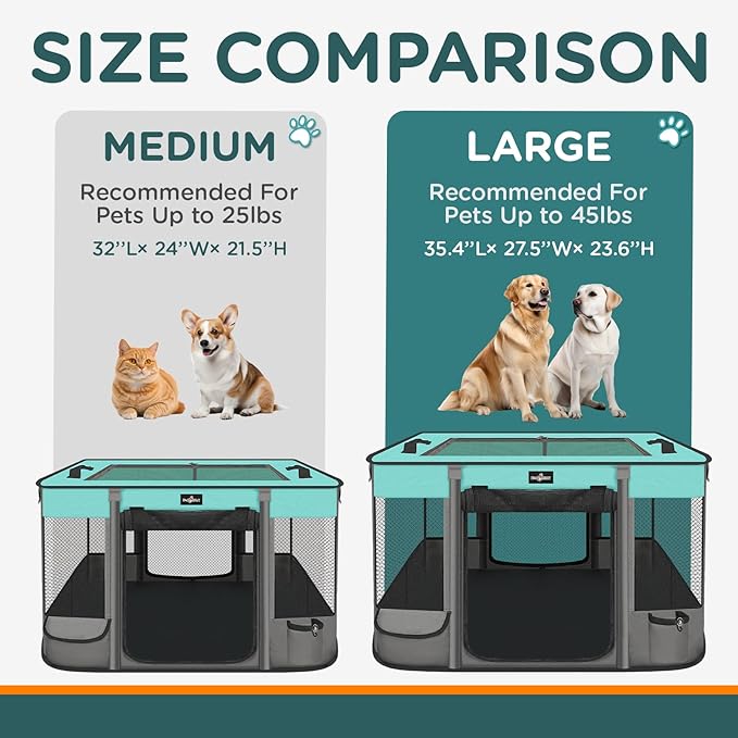 Foldable Pet Kitten Playpen, Upgrade Waterproof Portable Dog Cat Playpen Kennel Tent for Small Cat Dog, Retractable Shade Cover, Indoor Outdoor Use for Small Pet.