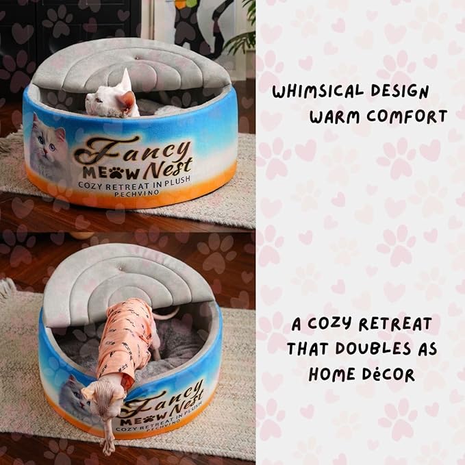 Covered Cat Bed – 19.7" Cozy Hideaway with Soft Lid Design – Enclosed Plush Cave for Indoor Cats and Kittens Can Shape Bed