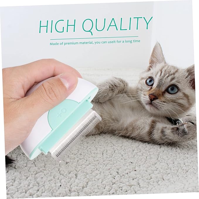 POPETPOP Cat Massage Comb Gentle Hair Removal Tool for Grooming Shedding Brush for Long Haired Cats Comfortable Non Slip Handle for Daily Use