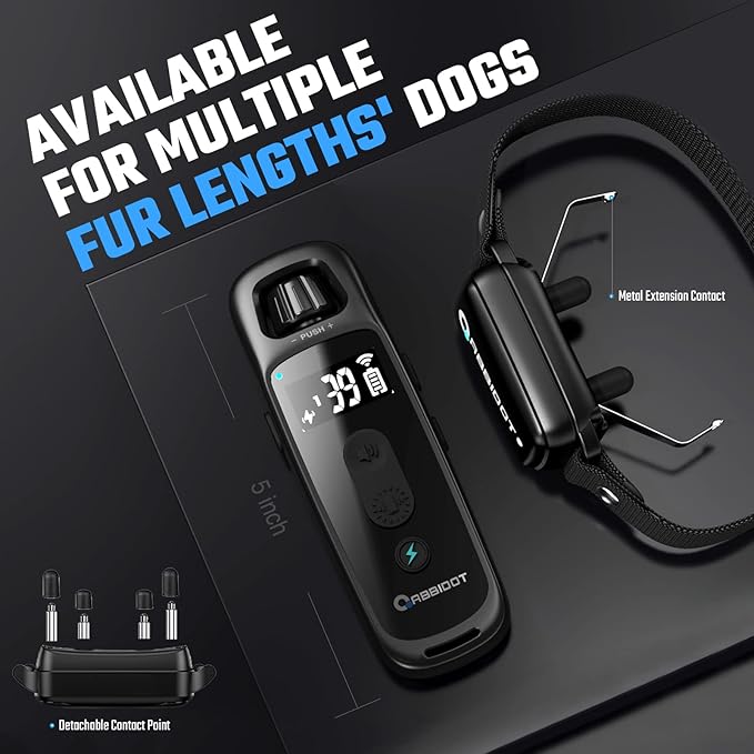 ABBIDOT Dog Shock Collar, 3300 FT Dog Training Collar with Remote, IPX7 Waterproof with 4 Training Modes, Rechargeable E-Collar for Small Medium Large Dogs (15-120 lbs)