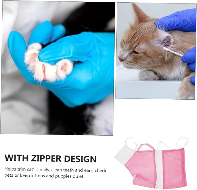 balacoo Cat Washing Mesh Bag Adjustable Cat Grooming Bathing Pouch for Easy Pet Bathing Lightweight Portable Design for Convenient Travel