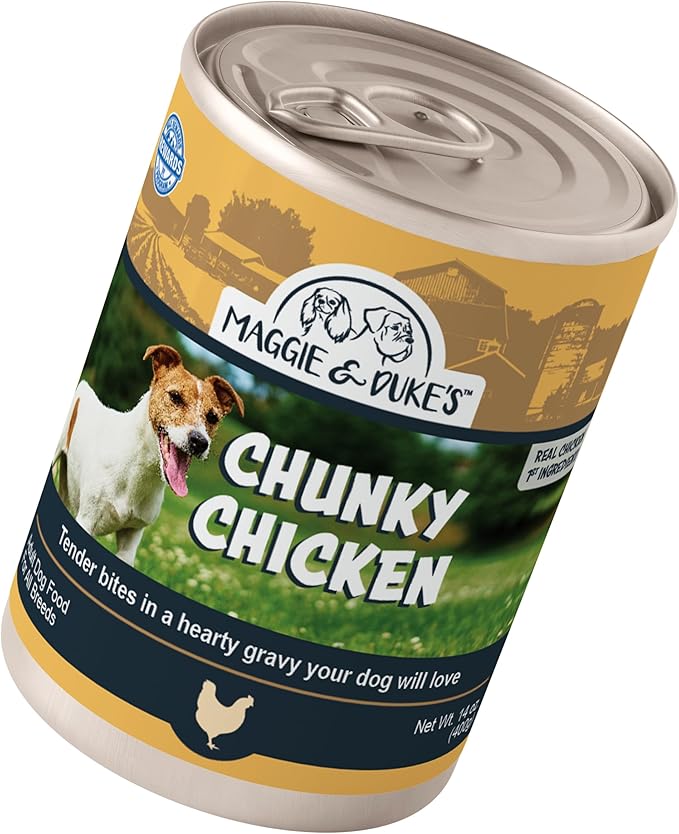CountryMax Maggie & Duke's Tender Bites in Gravy Canned Dog Food, 14 oz Cans – Premium Wet Food for Dogs, High Protein, Grain-Free, Natural Ingredients (12 Pack, Chunky Chicken)