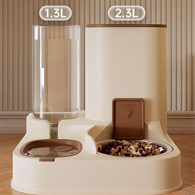 Cats Feeders and Water Dispenser 2 in 1 Pet Automatic Water Dispenser Pet Food Storage for Small Dog Puppy Cats