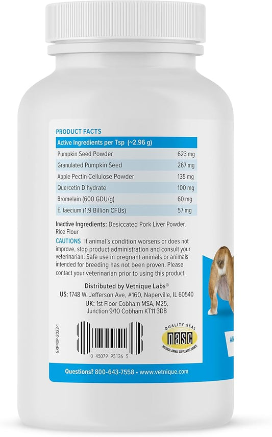 Vetnique Labs Glandex Dog Fiber Supplement Powder for Anal Glands with Pumpkin, Digestive Enzymes & Dog Probiotics for Digestive Health - Vet Recommended - Boot The Scoot (Pork Liver, 4.0oz Powder)