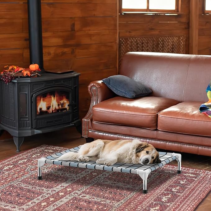 Elevated Outdoor Raised Dog Bed Outdoor Dogs Bed Lifted Pet Bed Dog Cot for Medium Pet Taste Life, Start with A Pet Bed 34'' x 26'' x 6.5''