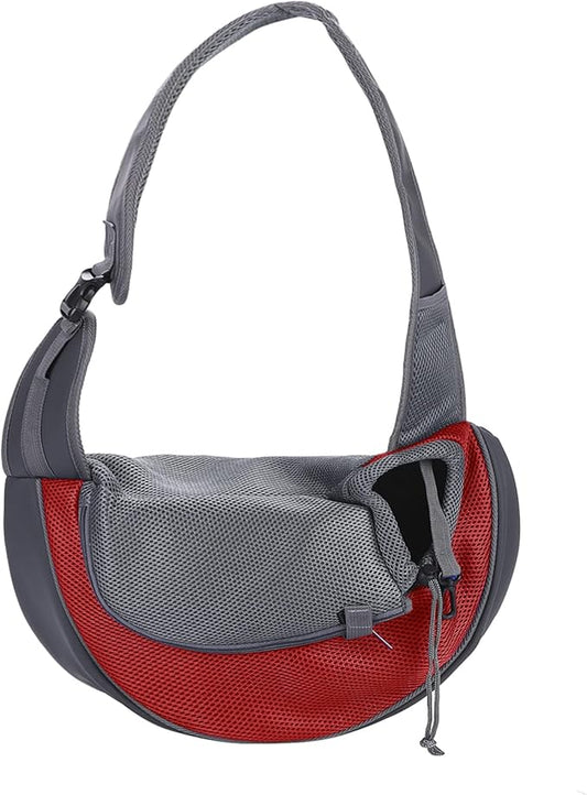 Dog Pet Sling Carrier Puppy Cat Sling Mesh Carrying Bag Adjustable Strap Breathble Small Dog Cat Satchel Carrier Hand Free Safe Front Backpack Soft Foldable Pet Purse Pouch Travel Outdoor