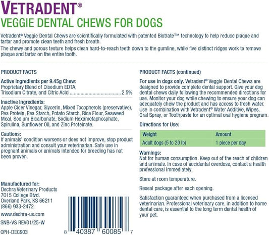 VetradentĀ® Veggie Dental Chews for Small Dogs