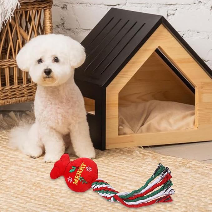 Dog Rope Toy Christmas Dog Toy Lightweight Pet Supplies for Aggressive ers Dog Toy for Playing Training Xmas Gifts, Bag
