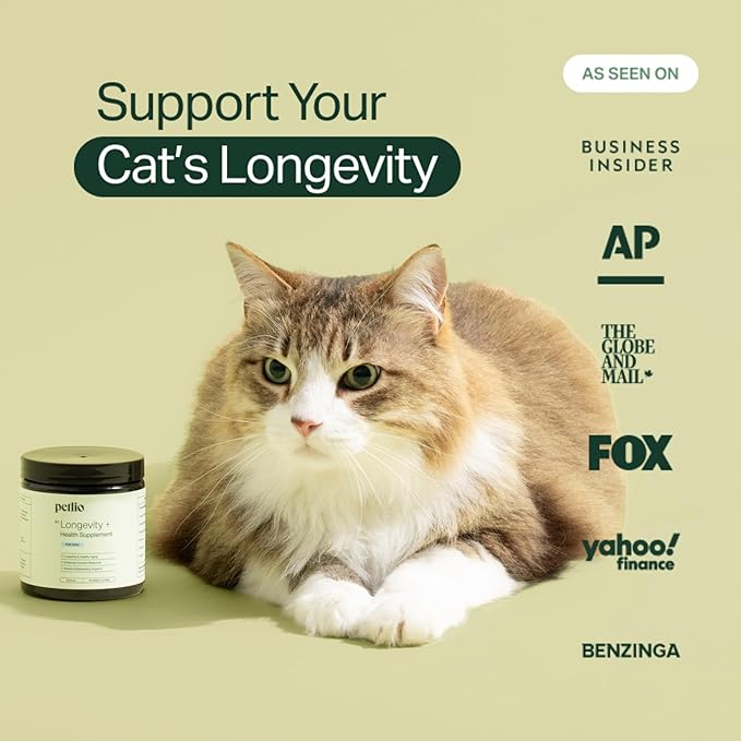 Longevity+ Cat Health Supplement - Immune Support, Muscle Strength, and Respiratory Health - 90 Servings