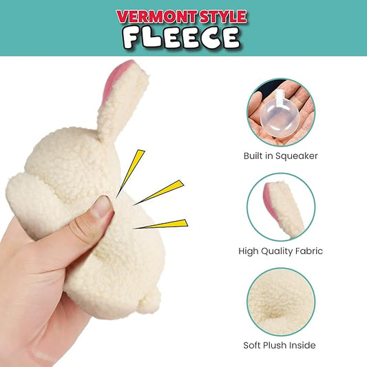 SPOT 6in Vermont Style Fleece Rabbit Dog Toy β Soft Comfort Plushie for Small Dogs & Puppies β Built-in Squeaker β Safe for Light Chewers β No Plastic Parts β Calming & Cuddly Pet Toy
