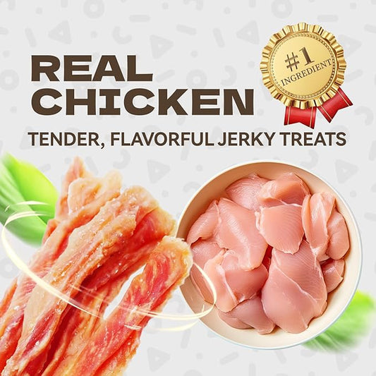 Chicken Jerky Dog Treats, Real Chicken Strips Dog Training Treats Soft Rawhide-Free Chews Healthy Snacks for Small Medium Large Breed 10.58oz