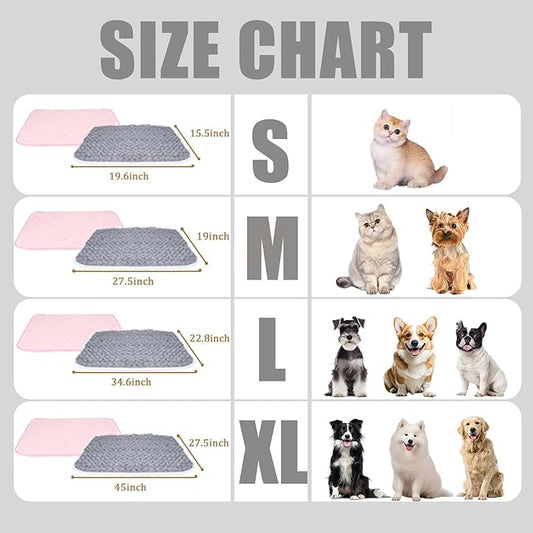 SUPRIY 2-Pack (Pink + Gray) Self-Warming Cat Mat Self-Heating Dog Mat Warm Pet Pad Reflective Heating Pet Bed Waterproof and Washable Suitable for Dog Cat Bed Cage Mats Blanket (Medium19x27.5IN)