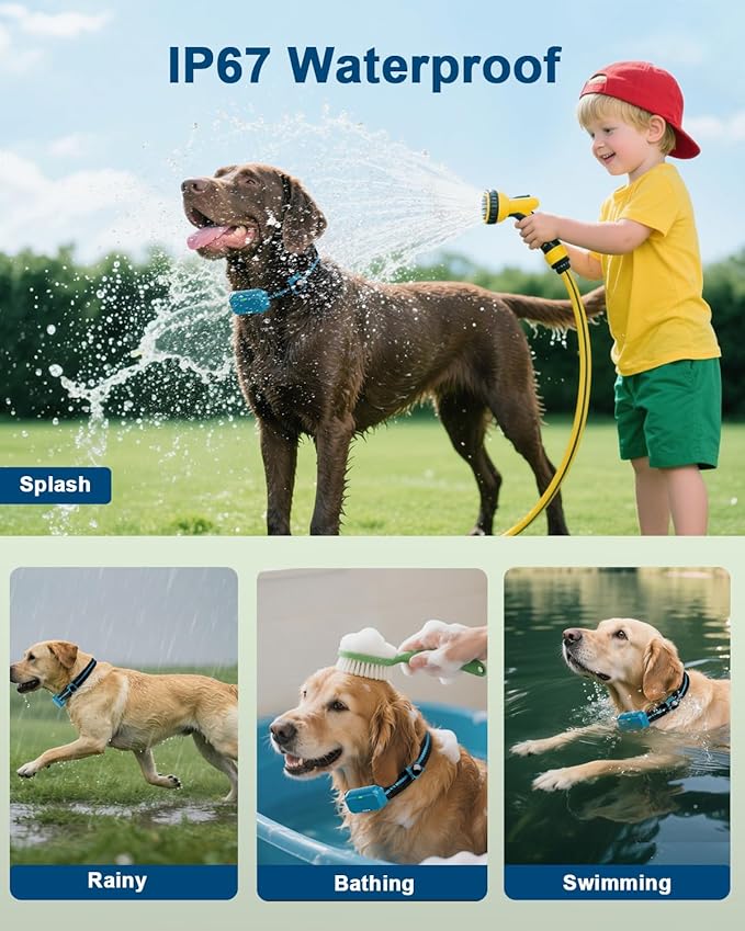 Shock Collar for Dogs, IP67 Waterproof Dog Training Collar with Remote Control, 3 Modes: Beep, Vibration, Safe Static, Rechargeable Adjustable for 15-110lbs Medium Large Dogs
