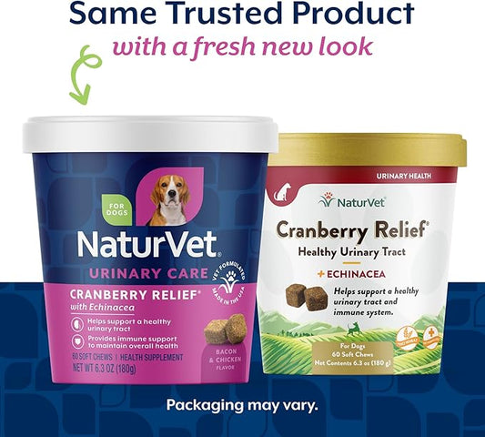 NaturVet โ Cranberry Relief Plus Echinacea โ Helps Support a Healthy Urinary Tract & Immune System โ 60 Soft Chews