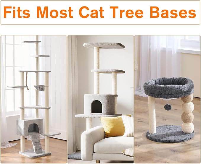 4 Pack Cat Scratching Post Replacement, 15.7 x 3.1 Inch Sisal Poles with M8 Screws, Refill Parts for Indoor Cat Towers and Furniture Repair-White