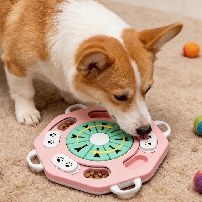 Dog Puzzle Toy Training Boredom Interactive Feeding Slow Food Tray Pet Feeding Supply Interactive Slow Feeder with Treat Dispenser for Mental