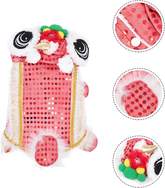 Lion Dance Dog Costume Pet Apparel Bright XL, Festive New Year Dog Outfit, Cute Pet Supply for Photography and Holiday Celebration